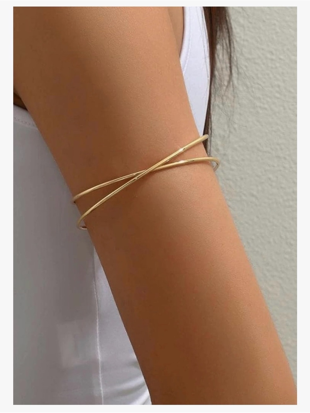 Minimal Gold Tone Double-Band Upper Arm Cuff 2 cm x 8.5 cm